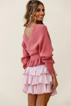 Amara Long Sleeve Knit Top Rose -Selfie Leslie Shop 27129b rose top cm0069d02 blush bottom 190910sl1433