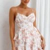Good Morning Angel Molded Bust Flounce Hem Romper Floral Orange -Selfie Leslie Shop 27218BC04 20ORANGE 1