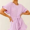 Feelin' Blessed Waist-Tie Frill Trim Romper Lilac -Selfie Leslie Shop 27266D LILAC 1