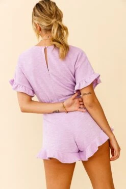 Feelin' Blessed Waist-Tie Frill Trim Romper Lilac 15 Feelin' Blessed Waist-Tie Frill Trim Romper Lilac -Selfie Leslie Shop 27266D LILAC 6