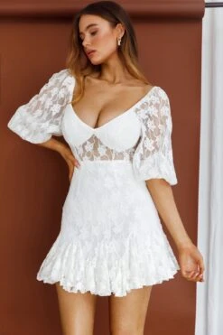 Make Memories Godet Hem Lace Dress White -Selfie Leslie Shop 27309BS12 20WHITE 4