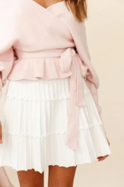 Eleanor Thick Ribbed Knit A-Line Skirt White -Selfie Leslie Shop 27335b white 190805sl14985 ps bottom