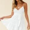 Jocelyn Cami Strap Waist Tie Frill Dress White -Selfie Leslie Shop 27356D02 WHITE 4