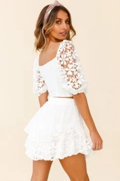 Star Crossed Lover Crochet Lace Layered Flounce Skirt White 23 Star Crossed Lover Crochet Lace Layered Flounce Skirt White -Selfie Leslie Shop 27379D S WHITE 3