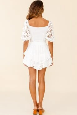 Star Crossed Lover Crochet Lace Layered Flounce Skirt White 26 Star Crossed Lover Crochet Lace Layered Flounce Skirt White -Selfie Leslie Shop 27379D S WHITE 5