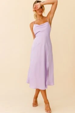 Suki Front Split Midi Dress Lilac -Selfie Leslie Shop 27416D01 LILAC 6