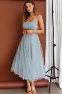 Floating By Pleated Neckline Mesh Midi Dress Sage 13 Floating By Pleated Neckline Mesh Midi Dress Sage -Selfie Leslie Shop 27460D05 20SAGE 5