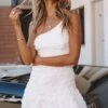 Lilah One Shoulder Embellished Dress White -Selfie Leslie Shop 27471D WHITE 1