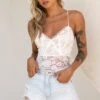 Forget Me Not Criss-Cross Back Lace Bodysuit White 1 Forget Me Not Criss-Cross Back Lace Bodysuit White -Selfie Leslie Shop 27494B WHITE 1