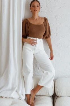 Maddi Tied Back Bodysuit Mocha -Selfie Leslie Shop 27575BMOCHA 5