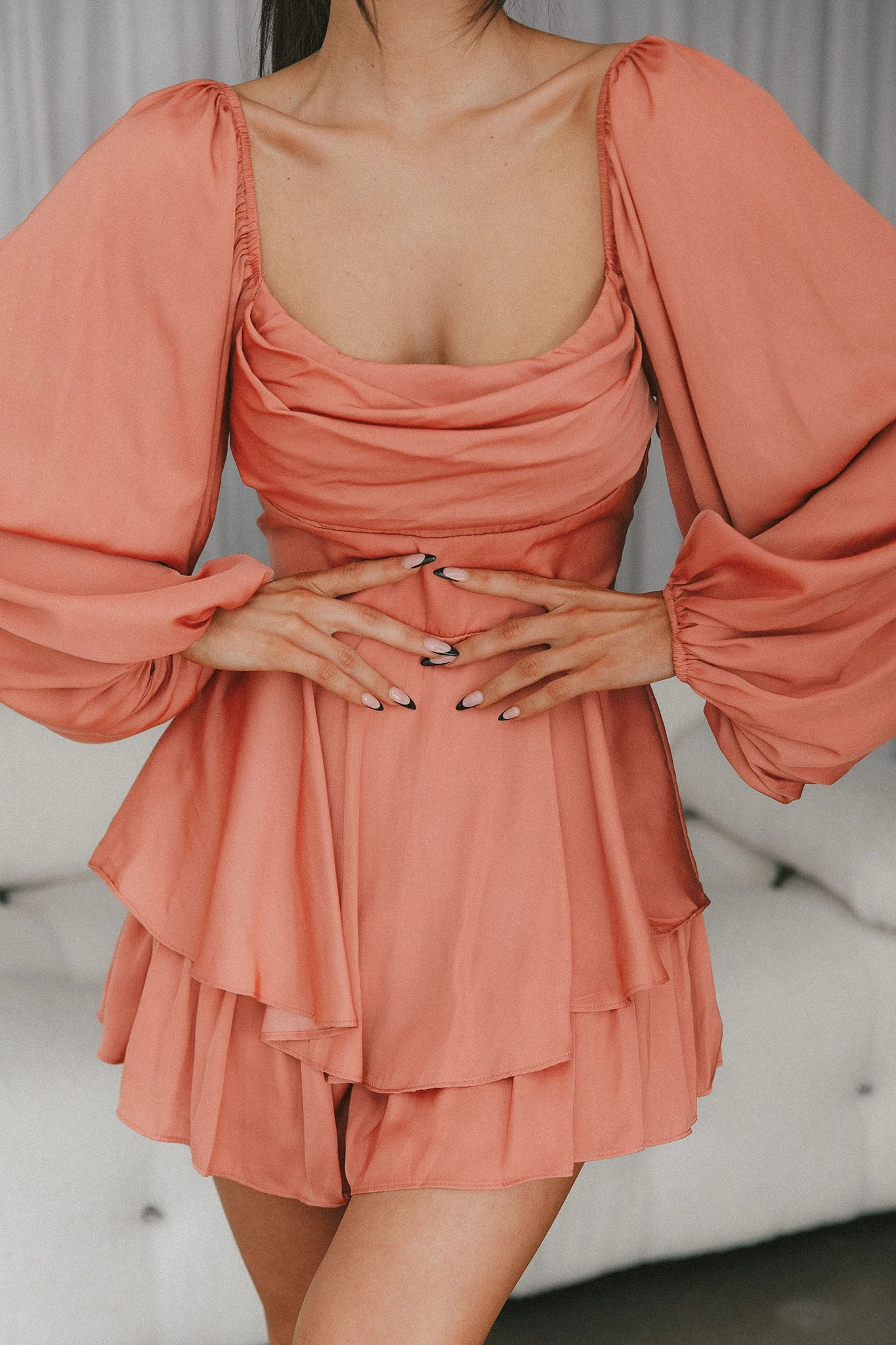 Well Versed Long Sleeve Flounce Romper Rose 7 Well Versed Long Sleeve Flounce Romper Rose - Image 5