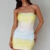 Atlanta Strapless Sequin Mini Dress Gradient Lemon