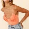Penny Lane Frill Bust Criss-Cross Back Bodysuit Apricot 2 Penny Lane Frill Bust Criss-Cross Back Bodysuit Apricot -Selfie Leslie Shop 27656D01 APRICOT 1