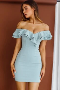 Rossi Off-Shoulder Double Ruffle Dress Blue -Selfie Leslie Shop 52391B04 20BLUE 4