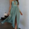 Athena High Split Maxi Dress Olive -Selfie Leslie Shop 52405B 20OLIVE 1