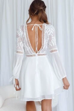 Carson Crochet Bell Sleeve Dress White -Selfie Leslie Shop 61244d09 white 3