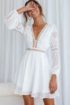 Carson Crochet Bell Sleeve Dress White -Selfie Leslie Shop 61244d09 white 7