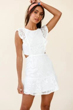 Jackie Pinafore Floral Mesh Dress White -Selfie Leslie Shop 61972D05 WHITE 7