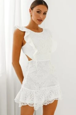 Jackie Pinafore Filigree Lace Dress White -Selfie Leslie Shop 61972D08 WHITE 6