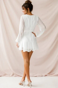 Sheri Hail Spot Chiffon Dress White -Selfie Leslie Shop 62125b white 4