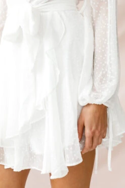 Sheri Hail Spot Chiffon Dress White -Selfie Leslie Shop 62125b white 7