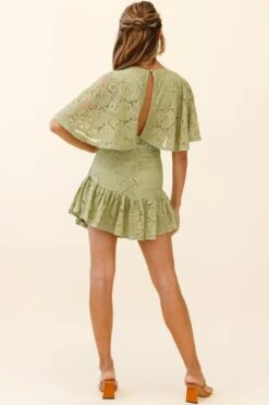 Geneva Cape Sleeve Lace Dress Khaki -Selfie Leslie Shop 62163K KHAKI 3