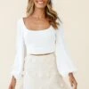Savannah Floral Embellished Flounce Hem Mini Skirt Beige 2 Savannah Floral Embellished Flounce Hem Mini Skirt Beige -Selfie Leslie Shop 62216B BEIGE 3