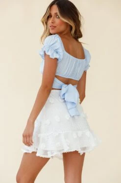 Savannah Floral Embellished Flounce Hem Mini Skirt White 10 Savannah Floral Embellished Flounce Hem Mini Skirt White -Selfie Leslie Shop 62216B WHITE 2