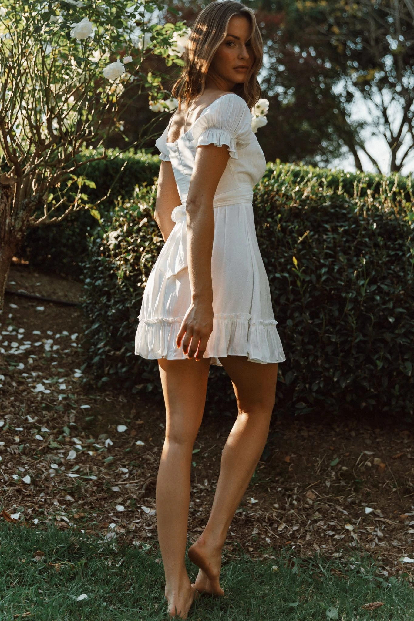 Linka Off-Shoulder Tie Back Dress White 9 Linka Off-Shoulder Tie Back Dress White - Image 7