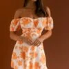 Linka Puff Sleeve Waist Tie Dress Floral Orange -Selfie Leslie Shop 62235BK90 20ORANGE 1