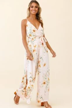 Miso Wide-Leg Cami Jumpsuit Poppy Print Pink -Selfie Leslie Shop 62368B01 PINK 2