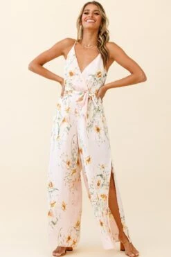 Miso Wide-Leg Cami Jumpsuit Poppy Print Pink -Selfie Leslie Shop 62368B01 PINK 6