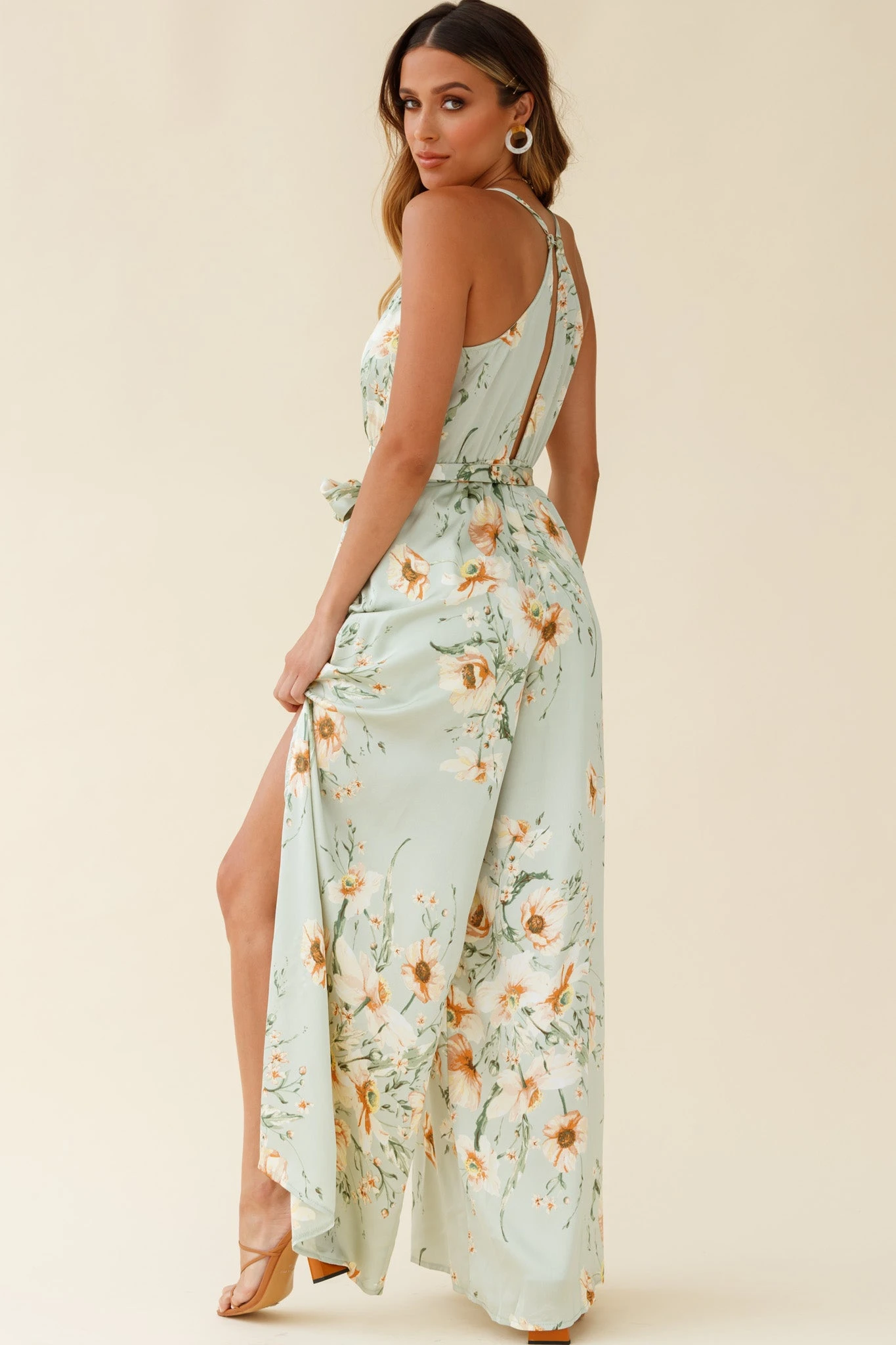 Miso Wide-Leg Cami Jumpsuit Poppy Print Pistachio 5 Miso Wide-Leg Cami Jumpsuit Poppy Print Pistachio - Image 3