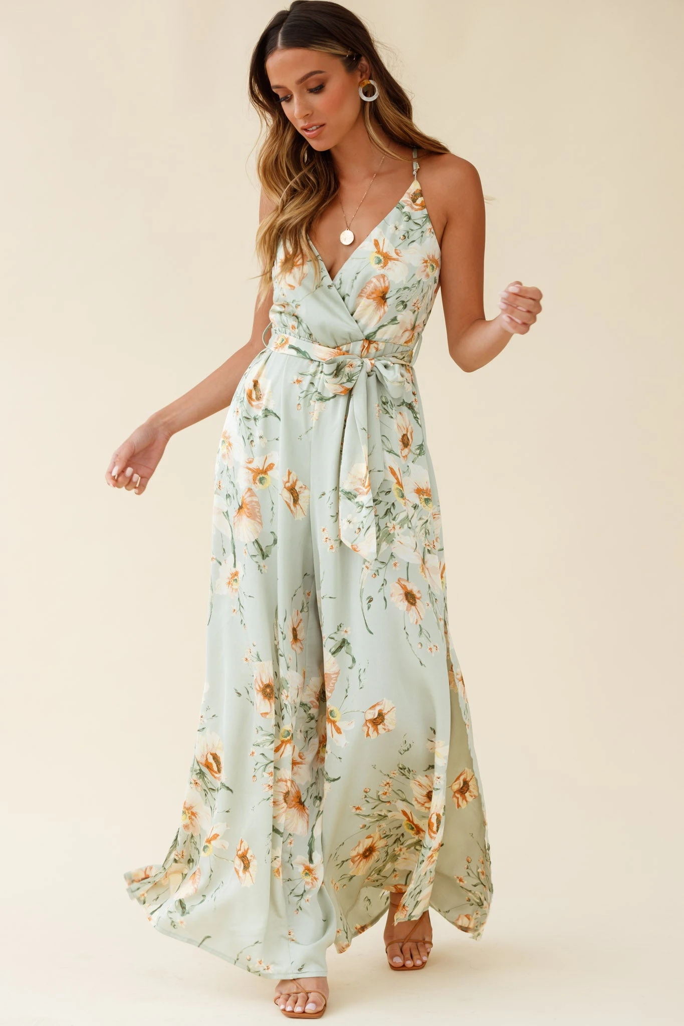 Miso Wide-Leg Cami Jumpsuit Poppy Print Pistachio 3 Miso Wide-Leg Cami Jumpsuit Poppy Print Pistachio