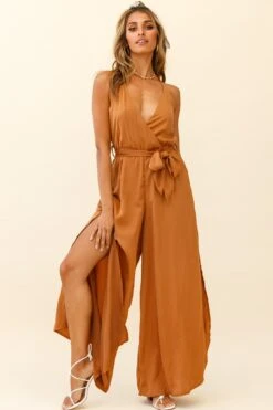 Miso Wide-Leg Cami Jumpsuit Tan