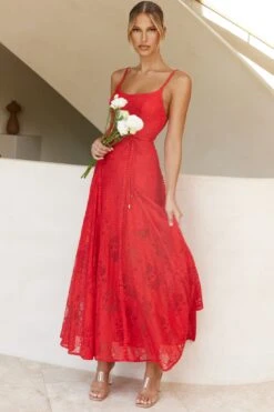 Palm Springs Lace Overlay Maxi Dress Red -Selfie Leslie Shop 62474D03 20RED 5