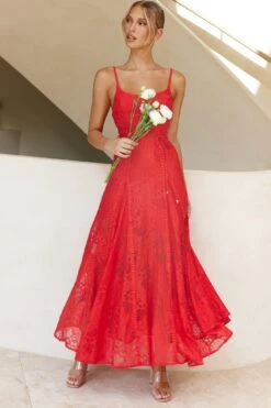 Palm Springs Lace Overlay Maxi Dress Red -Selfie Leslie Shop 62474D03 20RED 6