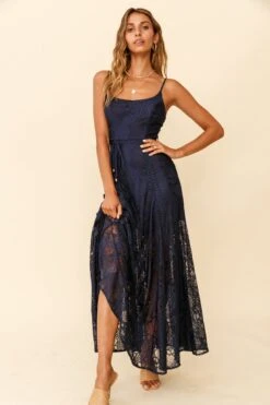 Palm Springs Lace Overlay Maxi Dress Navy 11 Palm Springs Lace Overlay Maxi Dress Navy -Selfie Leslie Shop 62474D03 NAVY 4