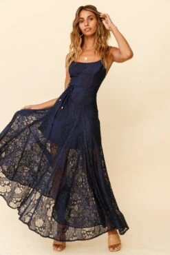 Palm Springs Lace Overlay Maxi Dress Navy 12 Palm Springs Lace Overlay Maxi Dress Navy -Selfie Leslie Shop 62474D03 NAVY 5