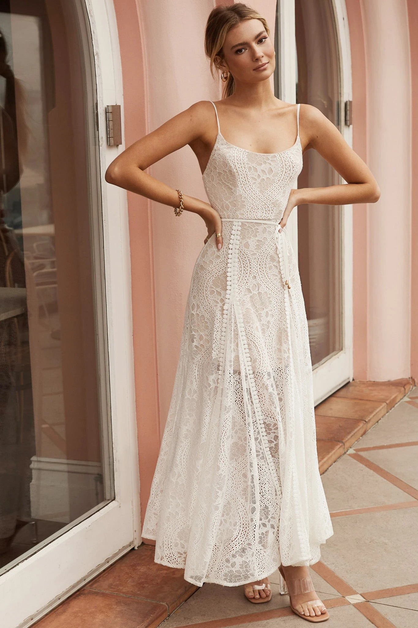 Palm Springs Lace Overlay Maxi Dress White 5 Palm Springs Lace Overlay Maxi Dress White - Image 3