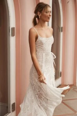 Palm Springs Lace Overlay Maxi Dress White 13 Palm Springs Lace Overlay Maxi Dress White -Selfie Leslie Shop 62474D03 WHITE 4