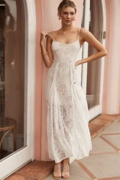 Palm Springs Lace Overlay Maxi Dress White 14 Palm Springs Lace Overlay Maxi Dress White -Selfie Leslie Shop 62474D03 WHITE 5