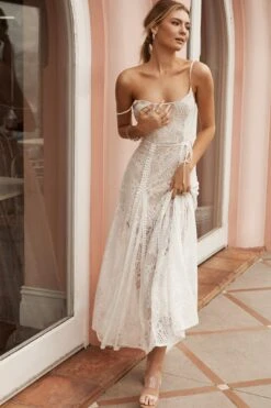 Palm Springs Lace Overlay Maxi Dress White 15 Palm Springs Lace Overlay Maxi Dress White -Selfie Leslie Shop 62474D03 WHITE 6