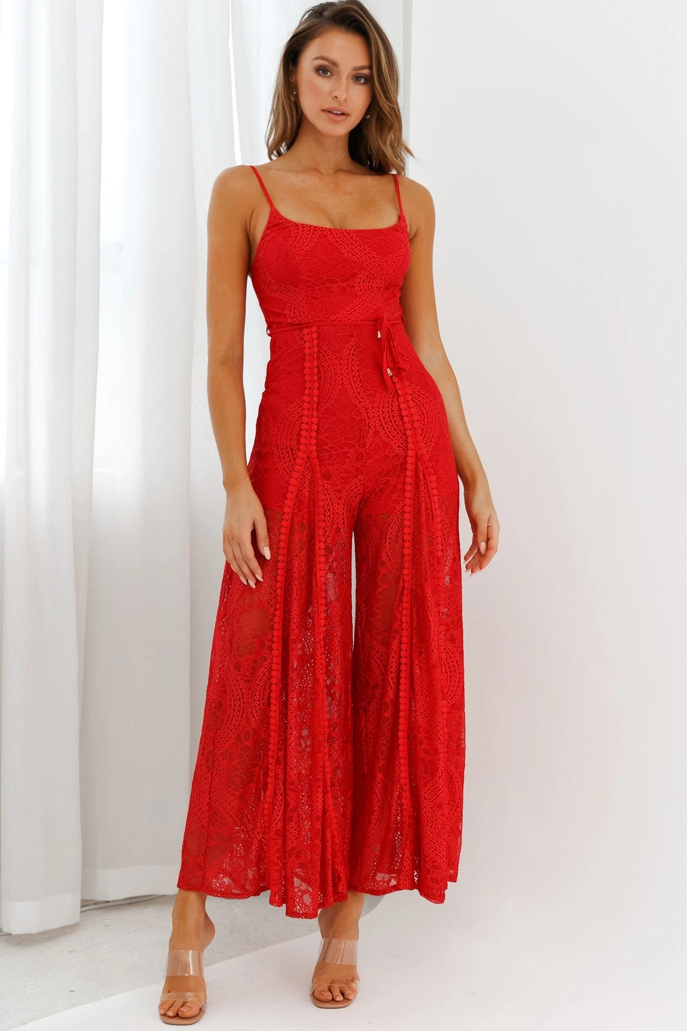 Palm Springs Lace Jumpsuit Red 3 Palm Springs Lace Jumpsuit Red