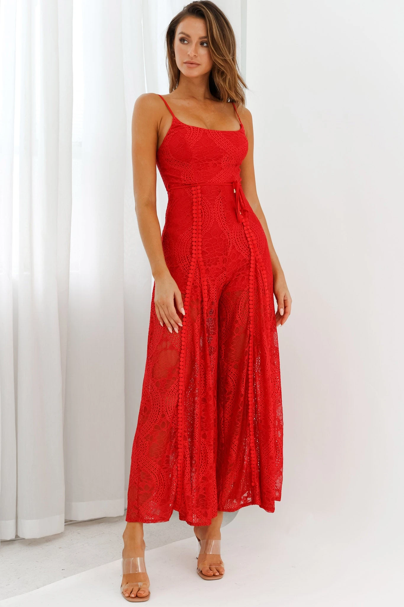 Palm Springs Lace Jumpsuit Red 5 Palm Springs Lace Jumpsuit Red - Image 3