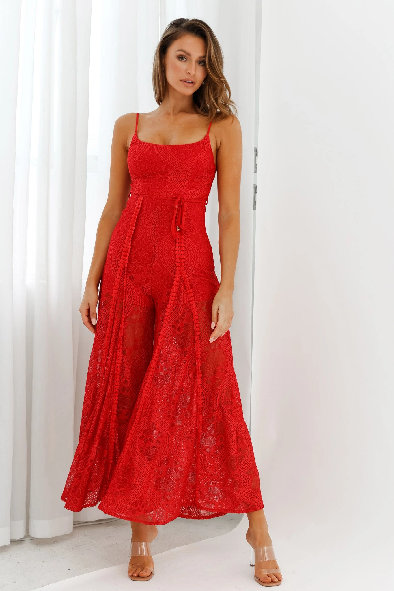 Palm Springs Lace Jumpsuit Red 7 Palm Springs Lace Jumpsuit Red - Image 5