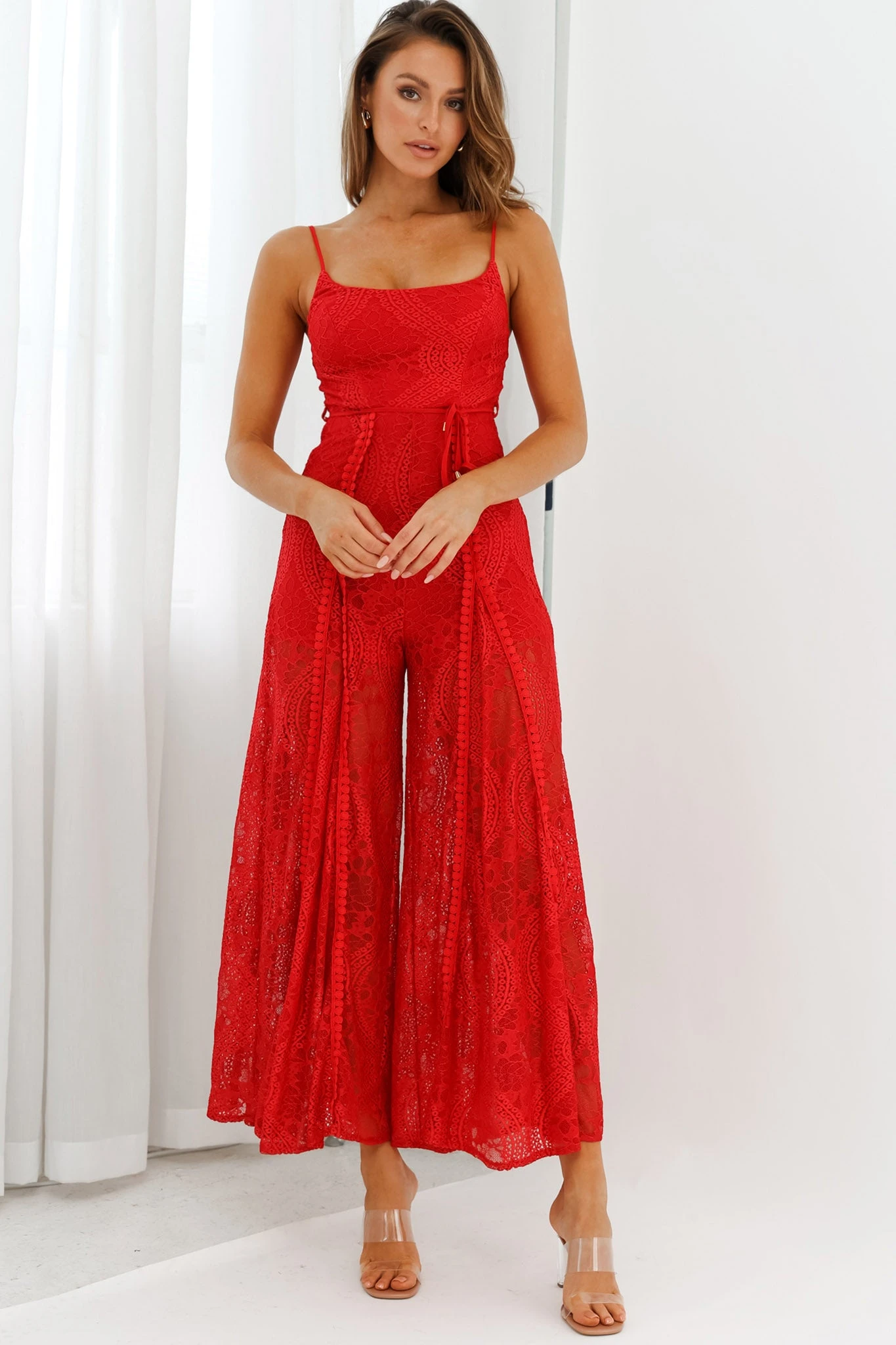 Palm Springs Lace Jumpsuit Red 8 Palm Springs Lace Jumpsuit Red - Image 6