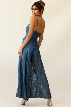 Palm Springs Lace Jumpsuit Midnight Blue 11 Palm Springs Lace Jumpsuit Midnight Blue -Selfie Leslie Shop 62474D MIDNIGHT BLUE 2
