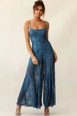 Palm Springs Lace Jumpsuit Midnight Blue 15 Palm Springs Lace Jumpsuit Midnight Blue -Selfie Leslie Shop 62474D MIDNIGHT BLUE 4