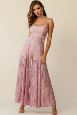 Palm Springs Lace Jumpsuit Blush Pink -Selfie Leslie Shop 62474d blush 190731sl 0804